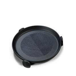 Поднос_SALE Mati carving V Grooves on feet and center_Black_\_Large Ø 41 H 6 см