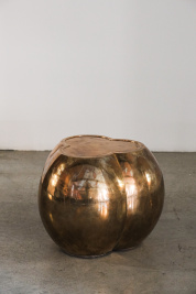 Стол приставной_B.G.B._Polished Bronze_орех / бронза_d35xh47 см
