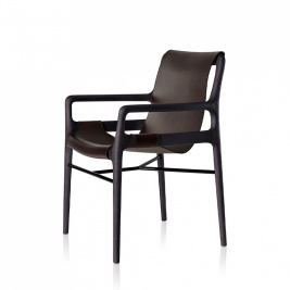 Стулья, 6 шт._Etta Chair_Ash Ebony, Leather Cafe #07, с подлокотниками_57 x 58 x h84 см