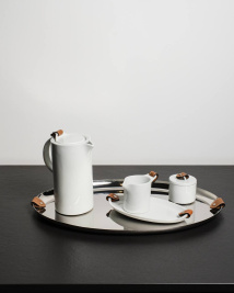 Чайный набор_Wyatt_Ceramic/Leather/Metal_с металлическим подносом_5 предметов