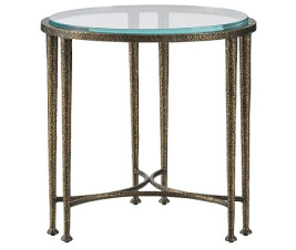 Стол приставной_Maestro End Table_26 Glass Top, Sculptural Bronze Base_⌀66см H64,1 см