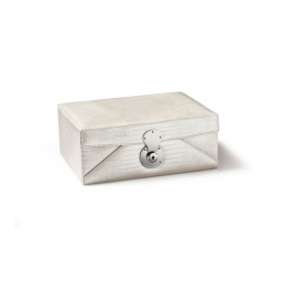 Шкатулка_Delphine Lock Box_Ivory_Кожа, замша, никель_W20 D16,5 H7,5 см